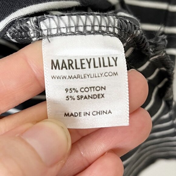 Marleylilly Women's T-Shirt S Black & Gray Striped Monogrammed Suede Long Sleeve - Picture 7 of 9